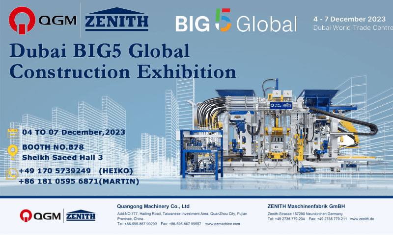 Välkommen att besöka QGM-ZENITH Block Machine Group på Dubai Big Five Construction Exhibition 2023!